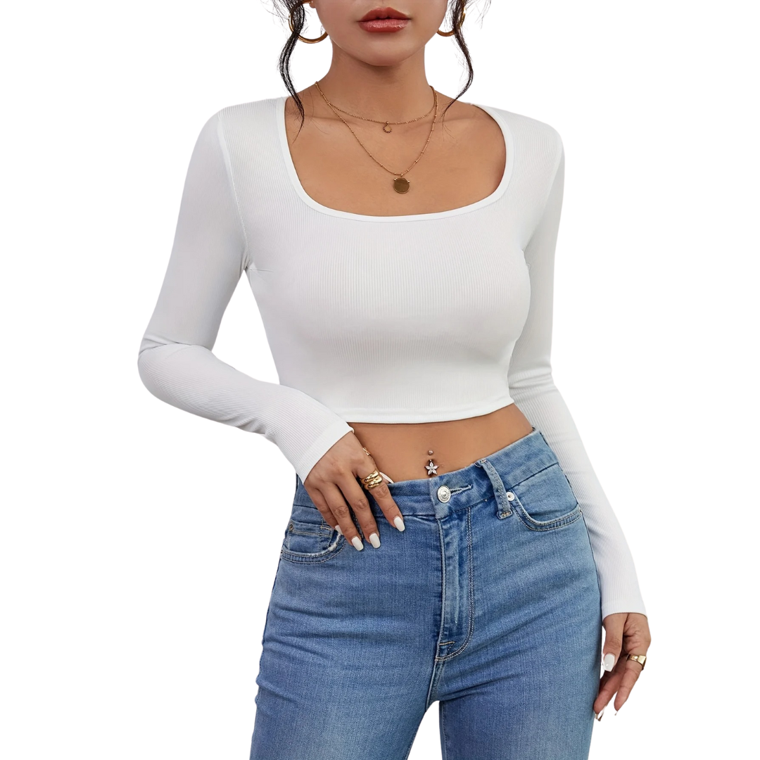 Naisten Square Neck Slim Fit T-paita