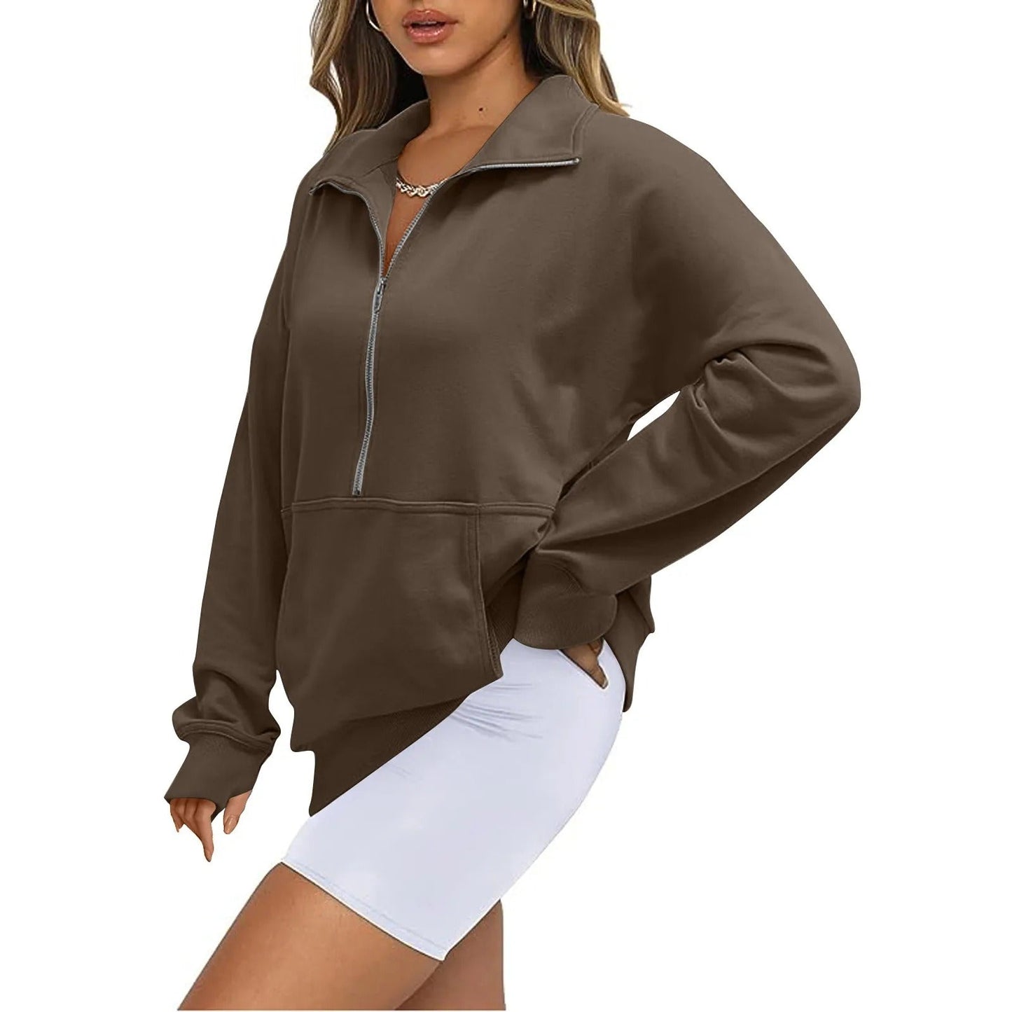 Naisten Stand Collar Fleece takki