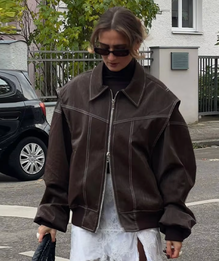 Naisten Takki Oversized Bomber Lämmin Kestävä
