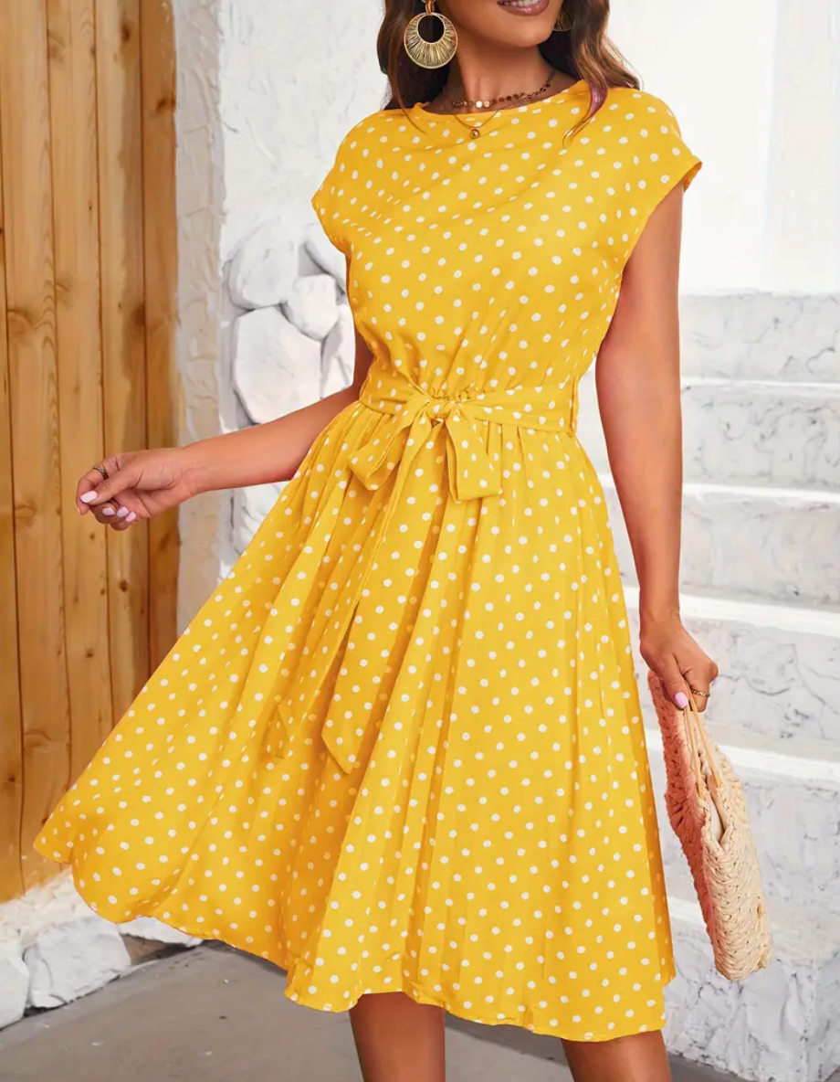 Naisten Vintage Juhlamekko Polka Dot Polyesteri