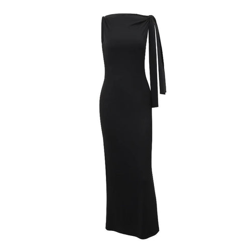 Naisten hihaton Slim Fit pitkä o-aukkoinen mekko