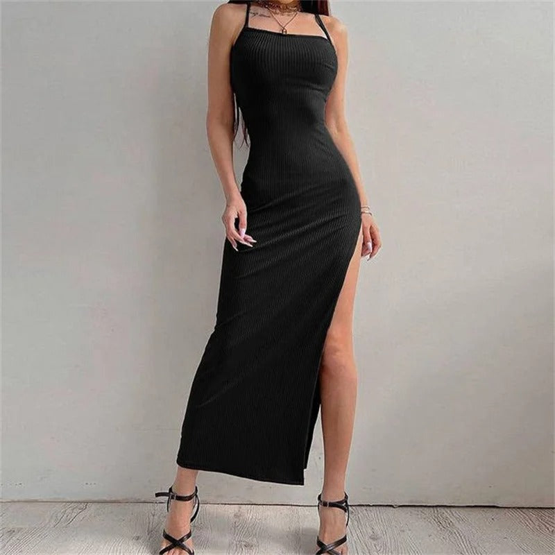 Naisten hihaton halterneck-bodycon-mekko