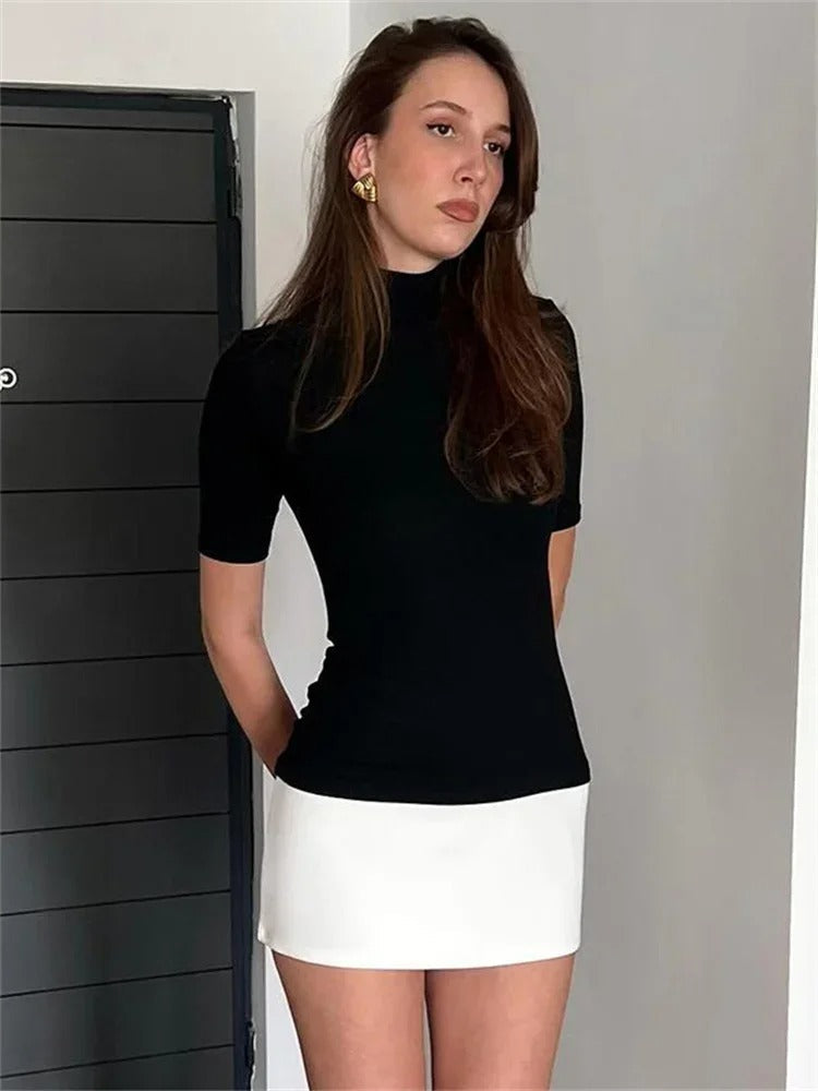 Naisten kontrastinen patchwork-bodycon-minimekko