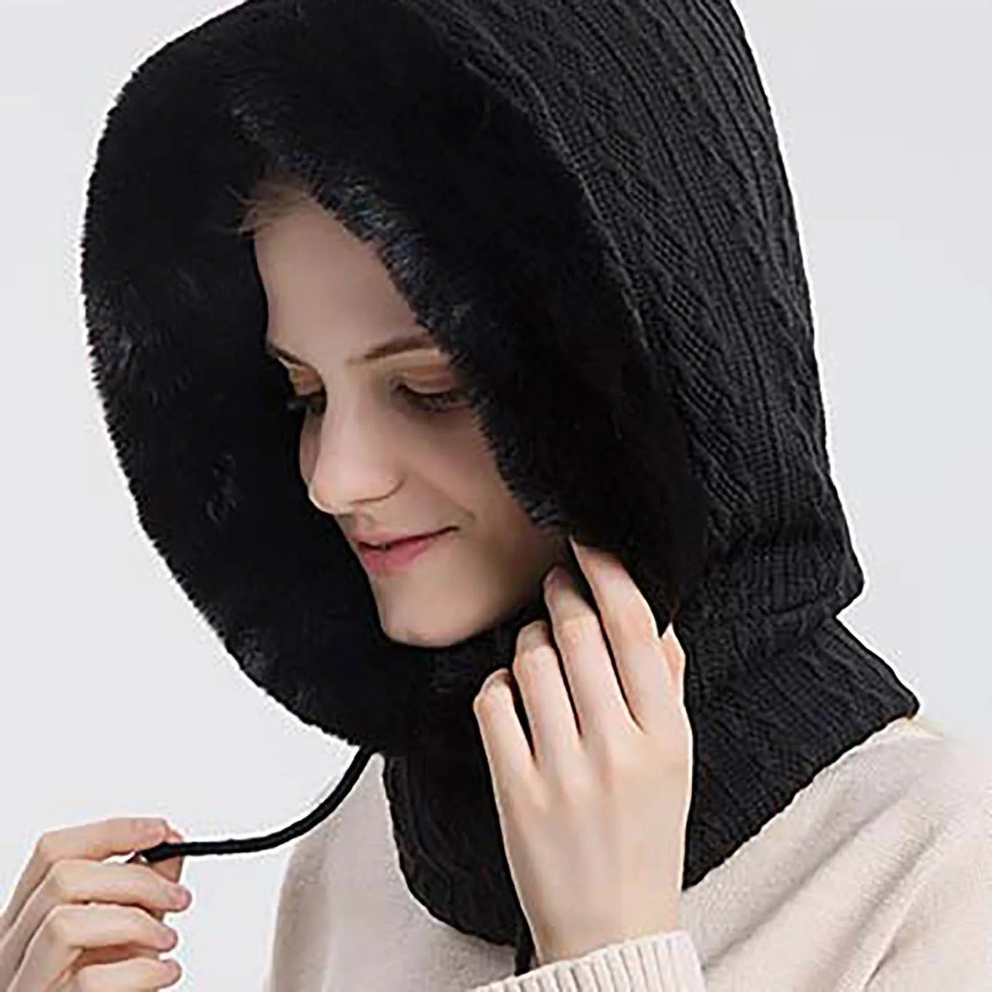 Naisten neulotut turkis Cap Mask Set