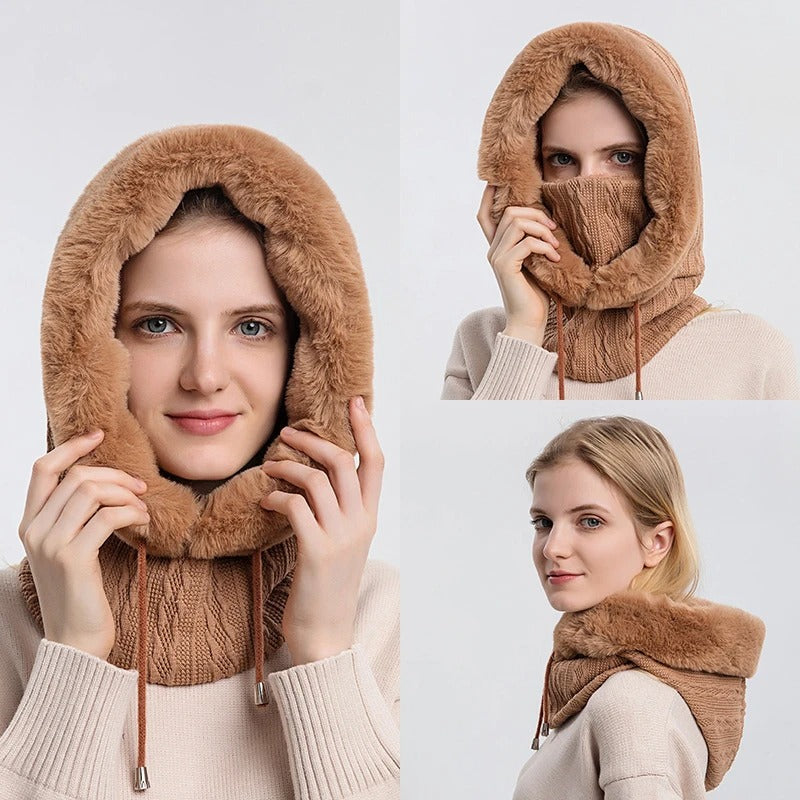 Naisten neulotut turkis Cap Mask Set