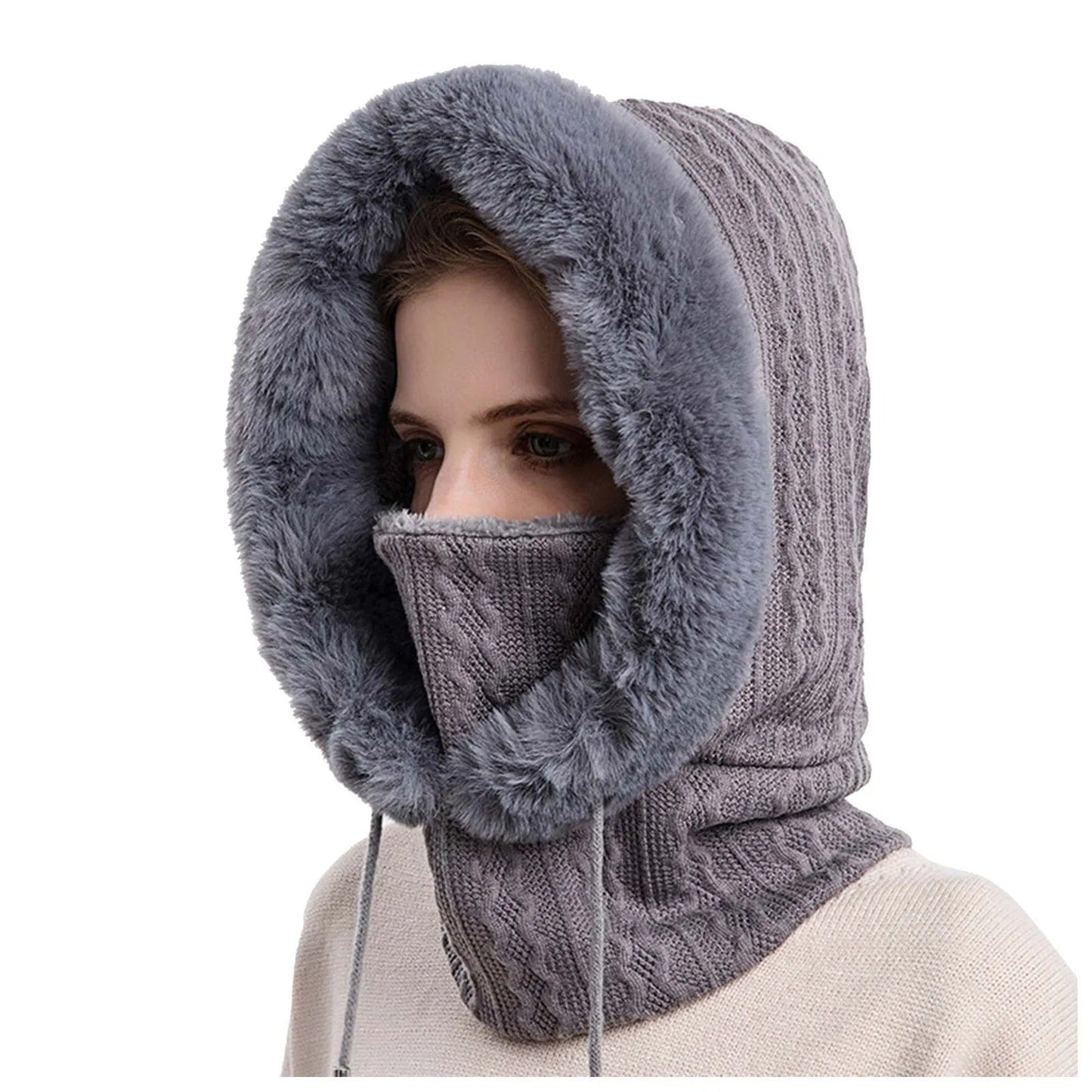Naisten neulotut turkis Cap Mask Set
