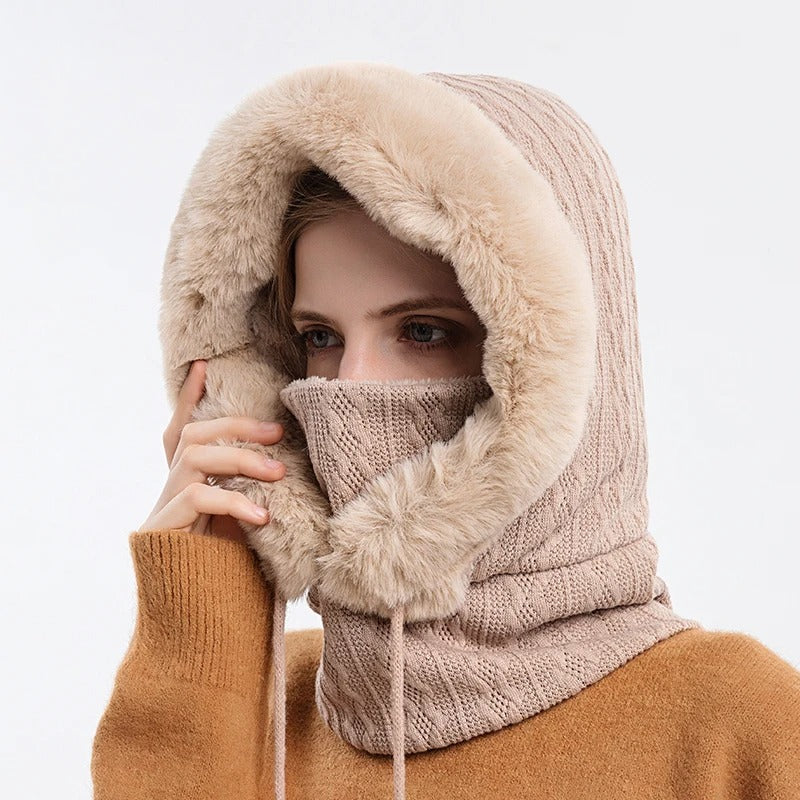 Naisten neulotut turkis Cap Mask Set