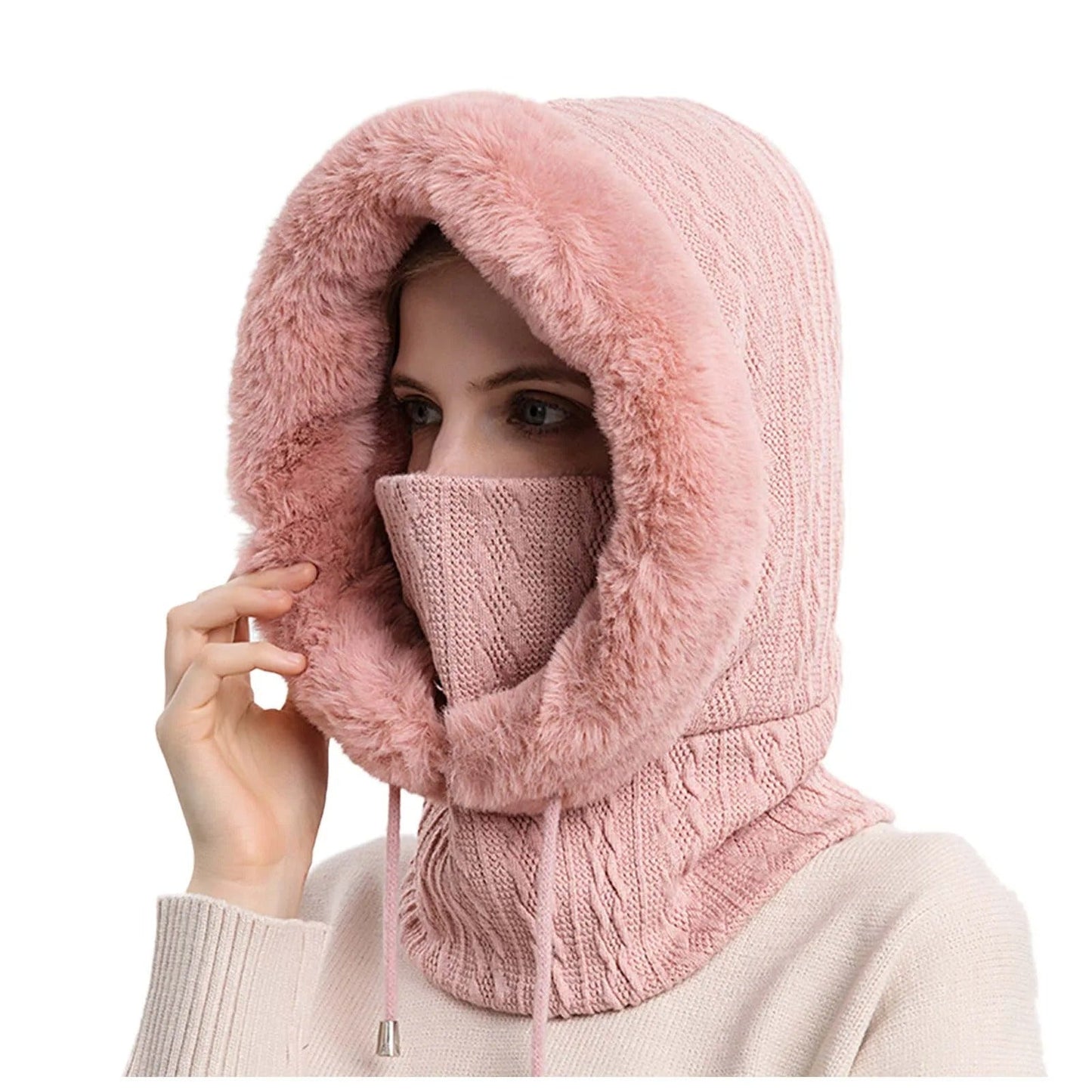 Naisten neulotut turkis Cap Mask Set