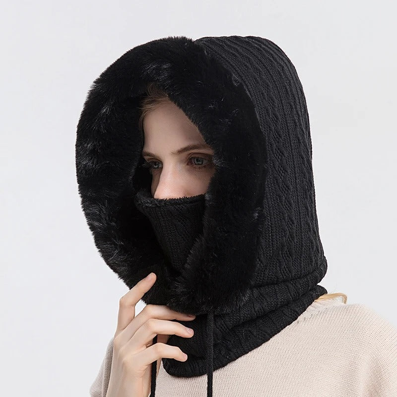 Naisten neulotut turkis Cap Mask Set