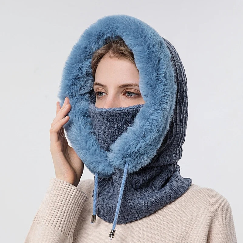 Naisten neulotut turkis Cap Mask Set