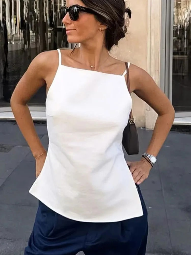 Naisten selkärangaton ohut olkain Crop Top