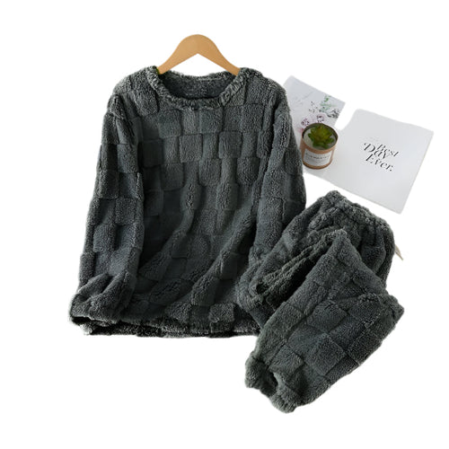 Naisten talvi ruudullinen pyjama setti