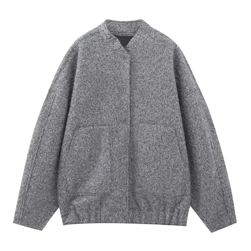 Naisten tweed ylimitoitettu bomber-takki