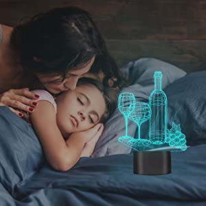 Viini ja lasi 3D Illusion Light