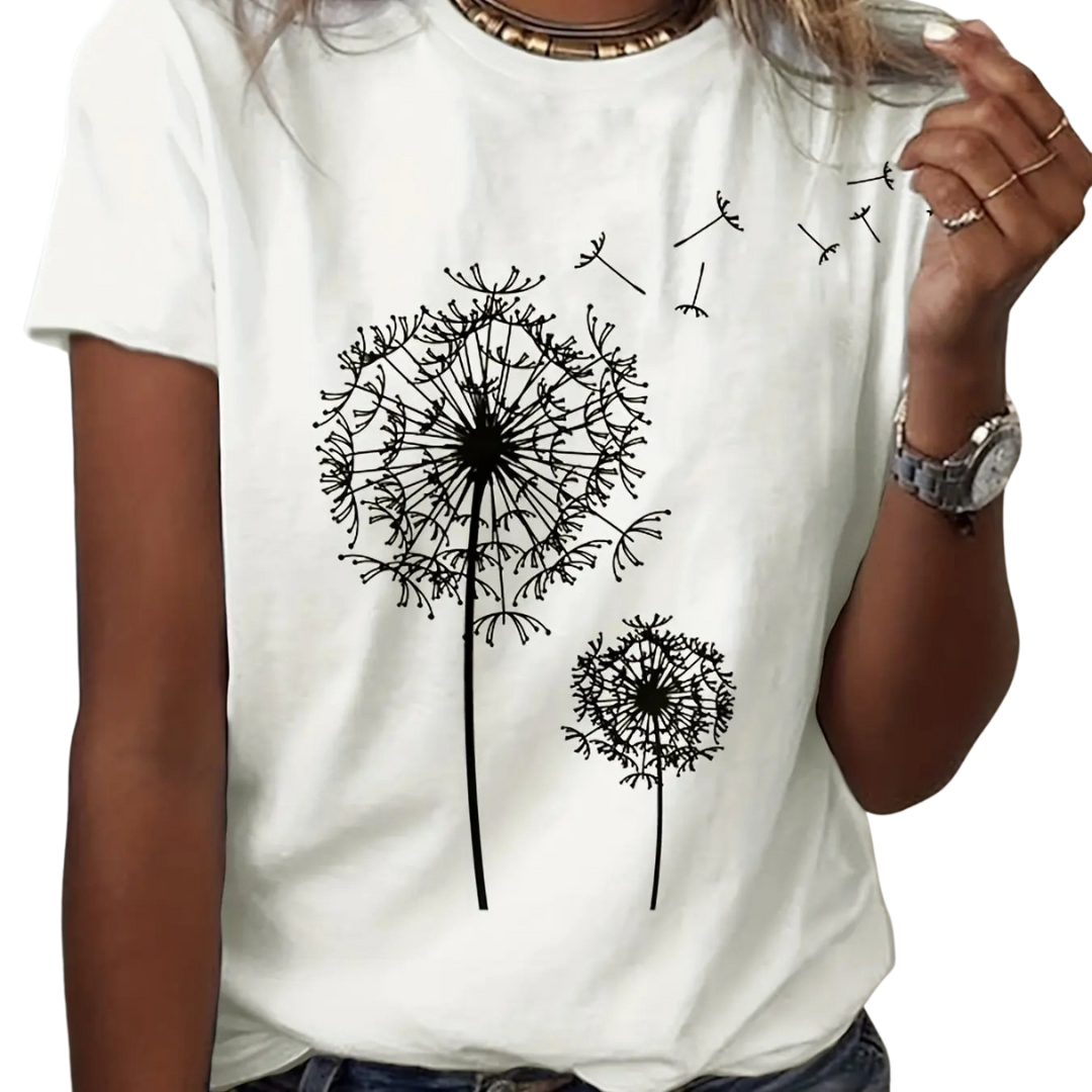 Voikukka Print Crew Neck T-paita