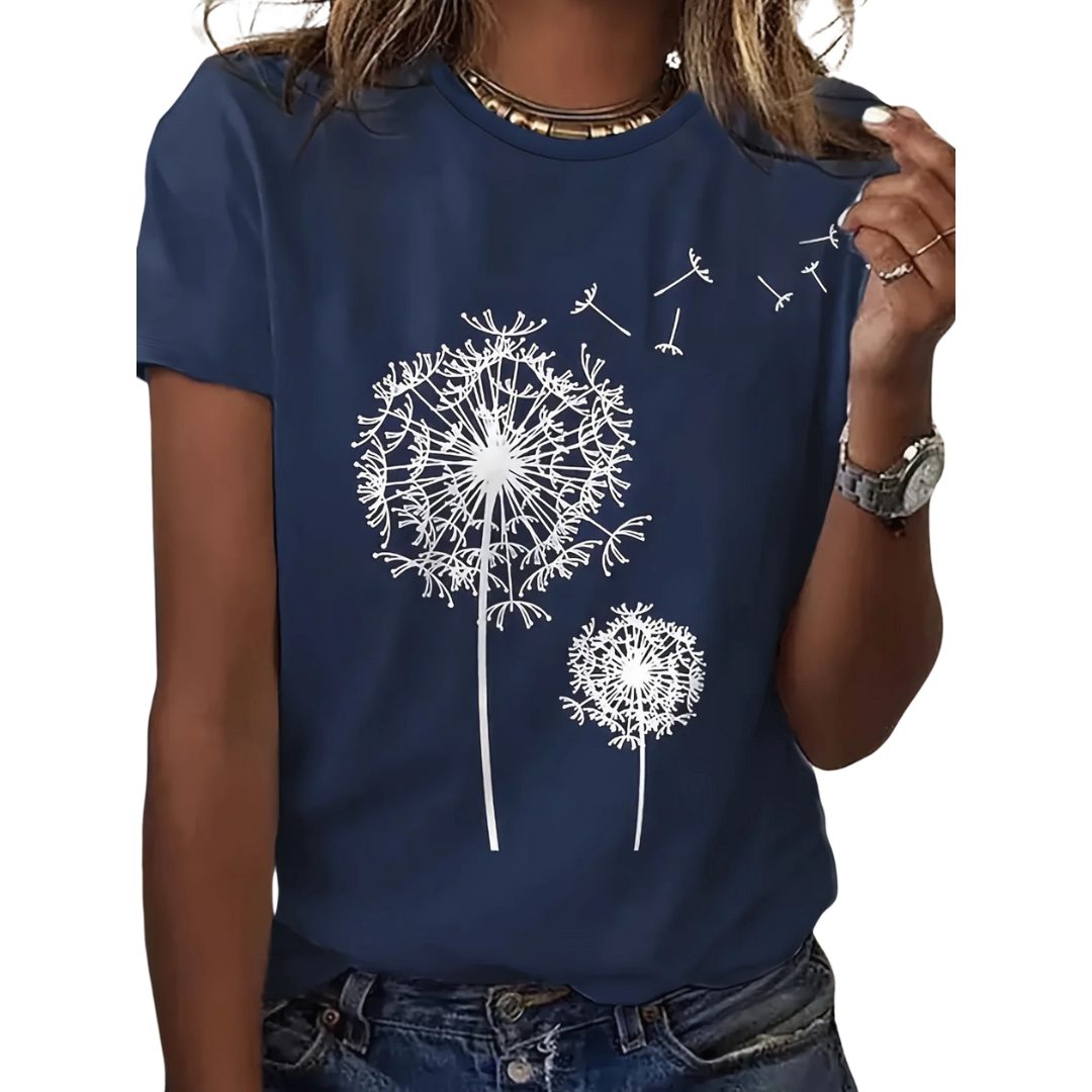 Voikukka Print Crew Neck T-paita
