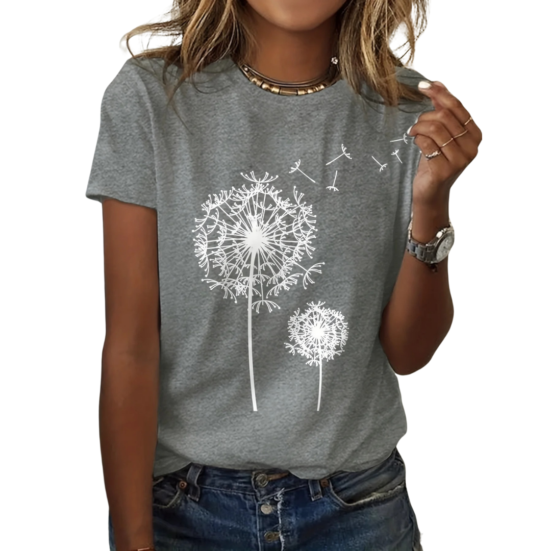 Voikukka Print Crew Neck T-paita