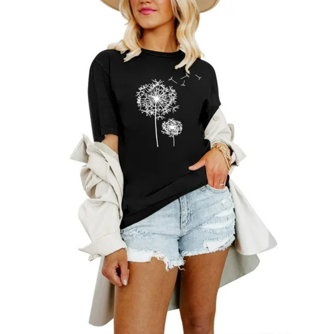 Voikukka Print Crew Neck T-paita