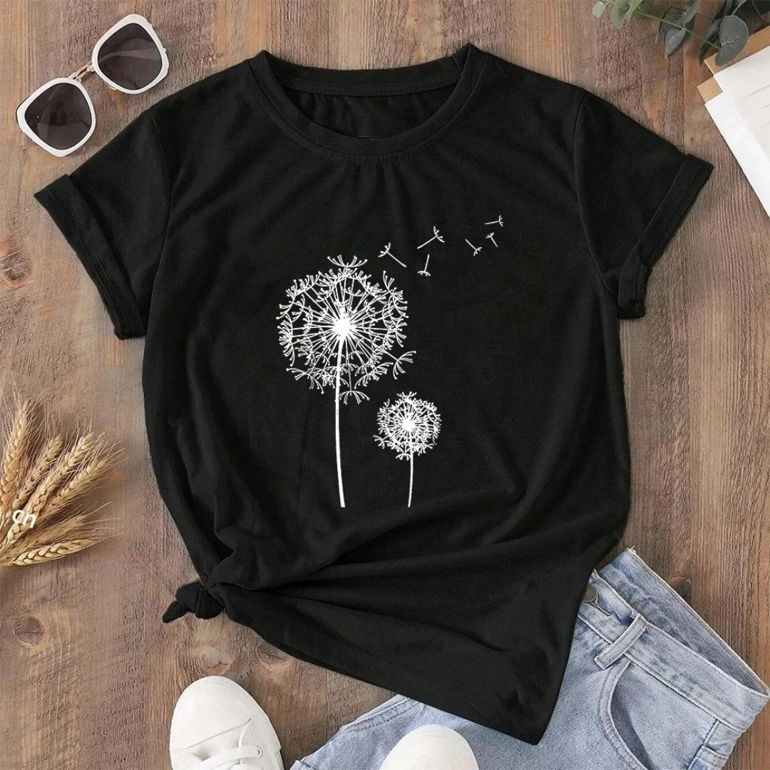 Voikukka Print Crew Neck T-paita