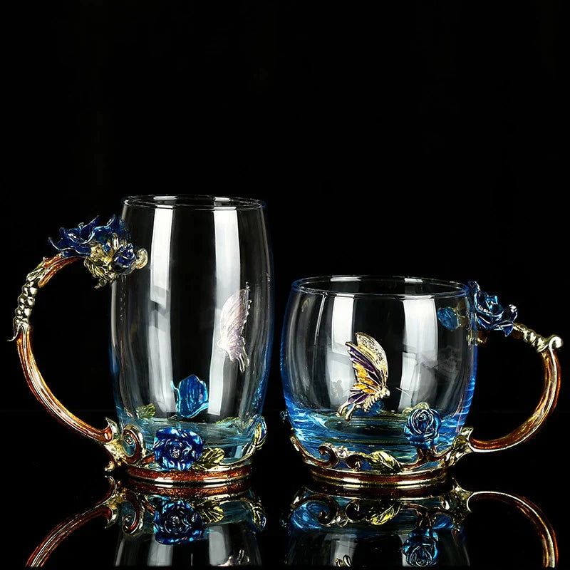 Ylellinen Blue Rose Crystal muki