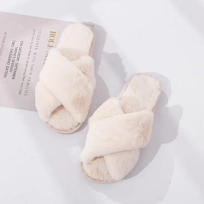 Cross Design Pehmeä Plush Tossut