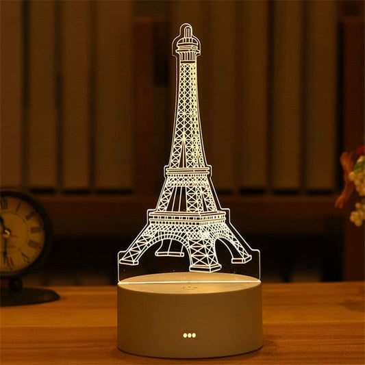 Eiffel-torni 3D illuusio lamppu