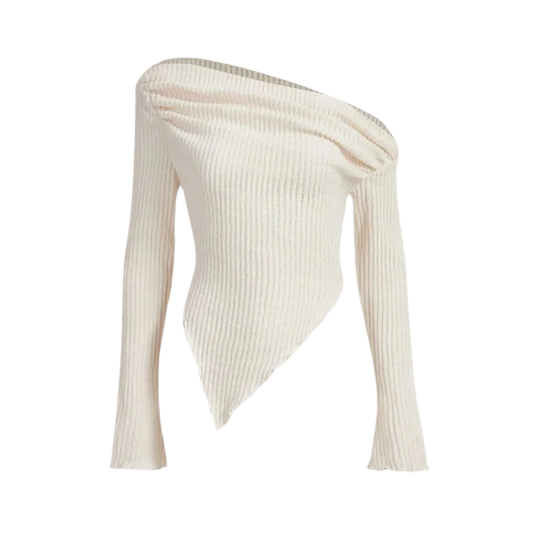 Epäsymmetrinen Ribbed rento villapaita