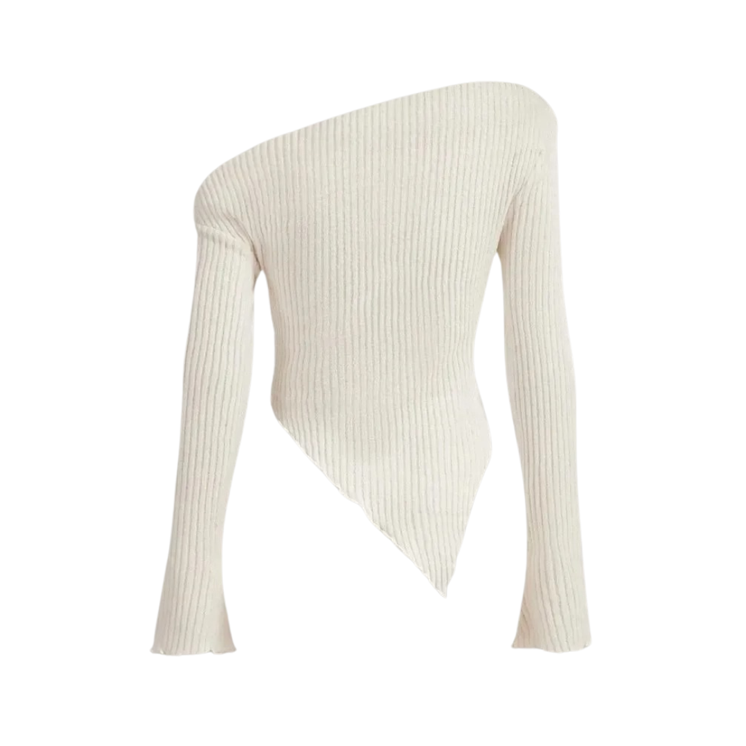 Epäsymmetrinen Ribbed rento villapaita