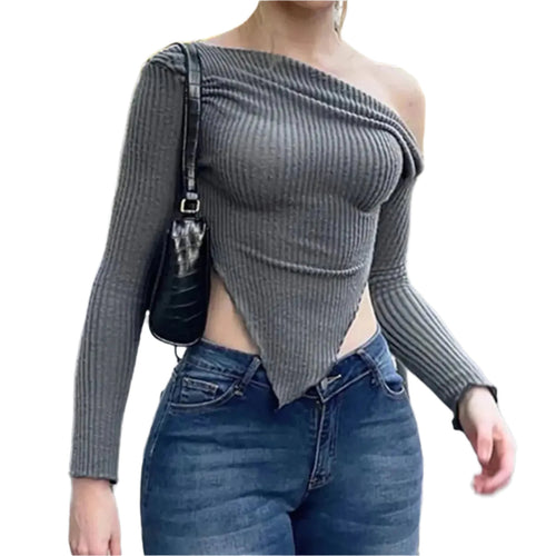 Epäsymmetrinen Ribbed rento villapaita