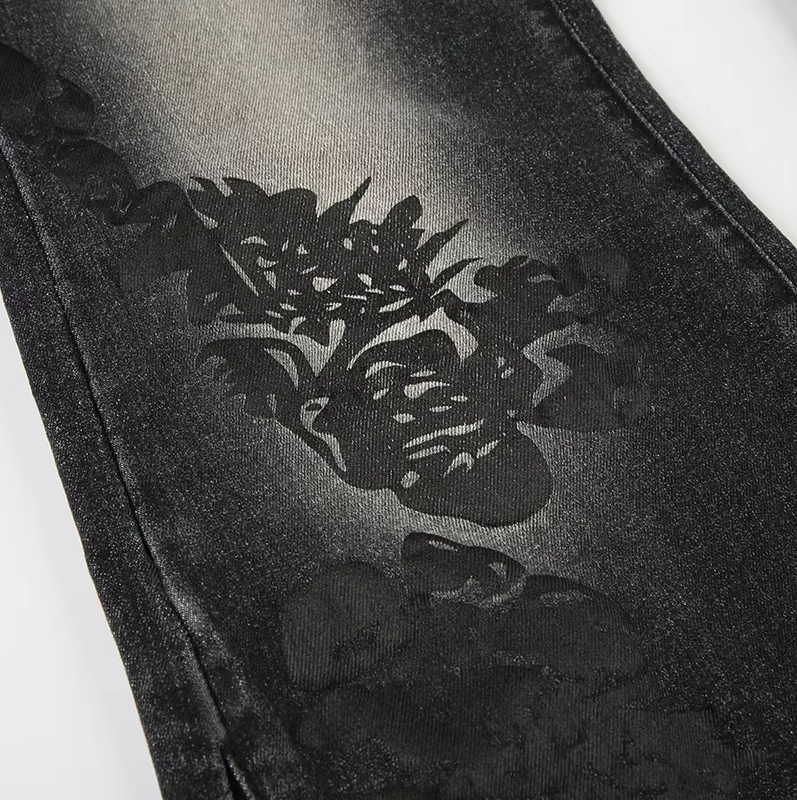 Floral Print Low Rise farkkuhousut