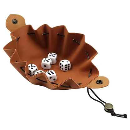 Käsintehty nahkainen noppalaukku