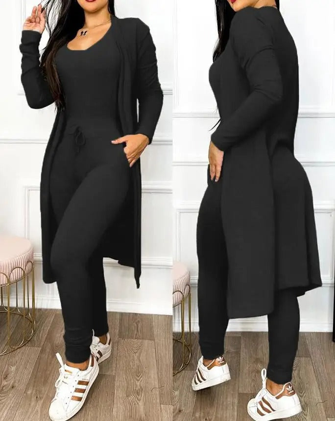 Kiristysnauha Pocket Design Jumpsuit & takki Set