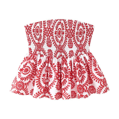 Kukka tulostaa röyhelöinen Crop Top