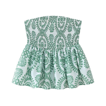 Kukka tulostaa röyhelöinen Crop Top
