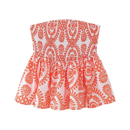 Kukka tulostaa röyhelöinen Crop Top