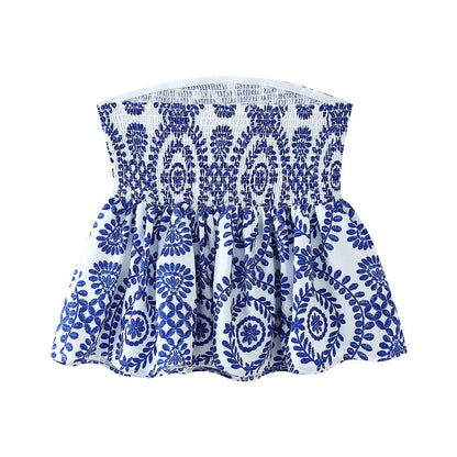 Kukka tulostaa röyhelöinen Crop Top