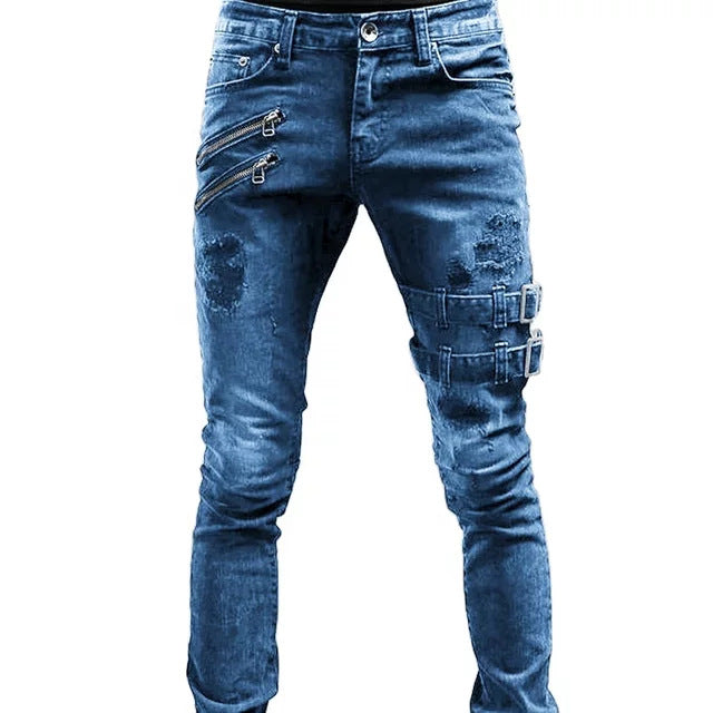 Miesten Farkut Biker Rento Vahva Materiaali