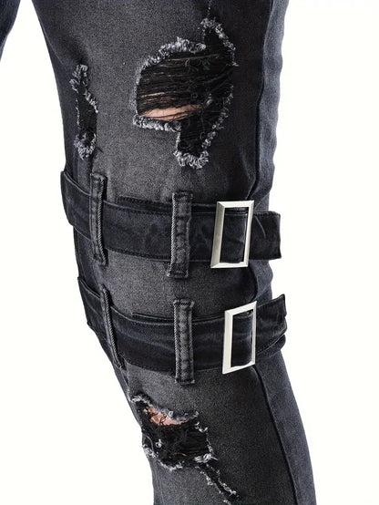 Miesten Farkut Biker Rento Vahva Materiaali