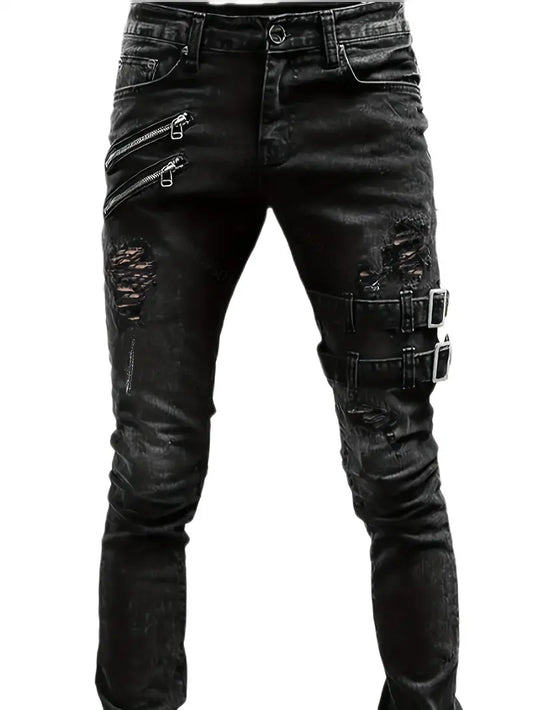 Miesten Farkut Biker Rento Vahva Materiaali