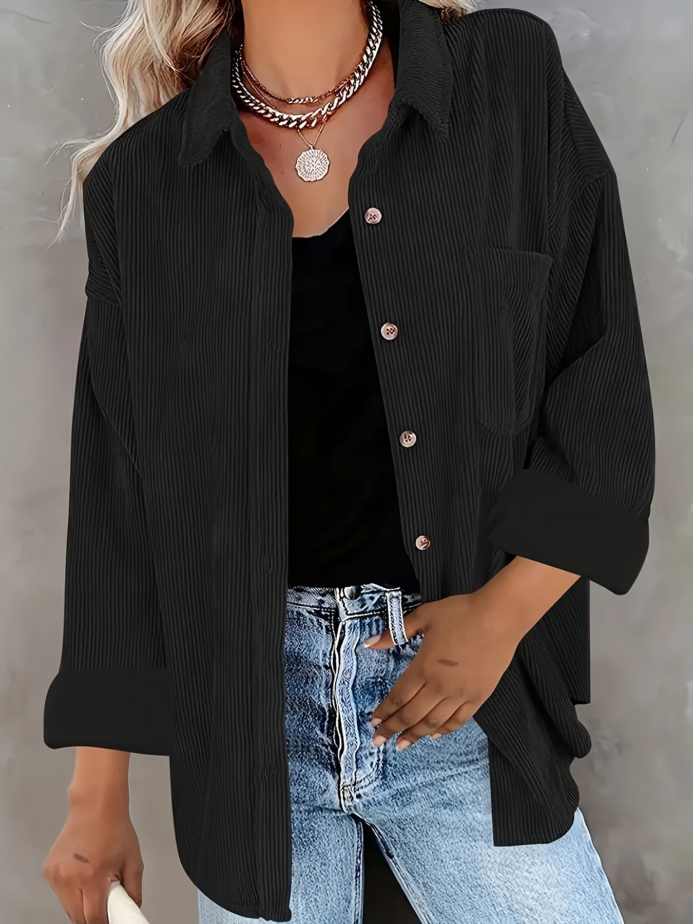 Miesten Kauluspaita Oversized Corduroy Mukava