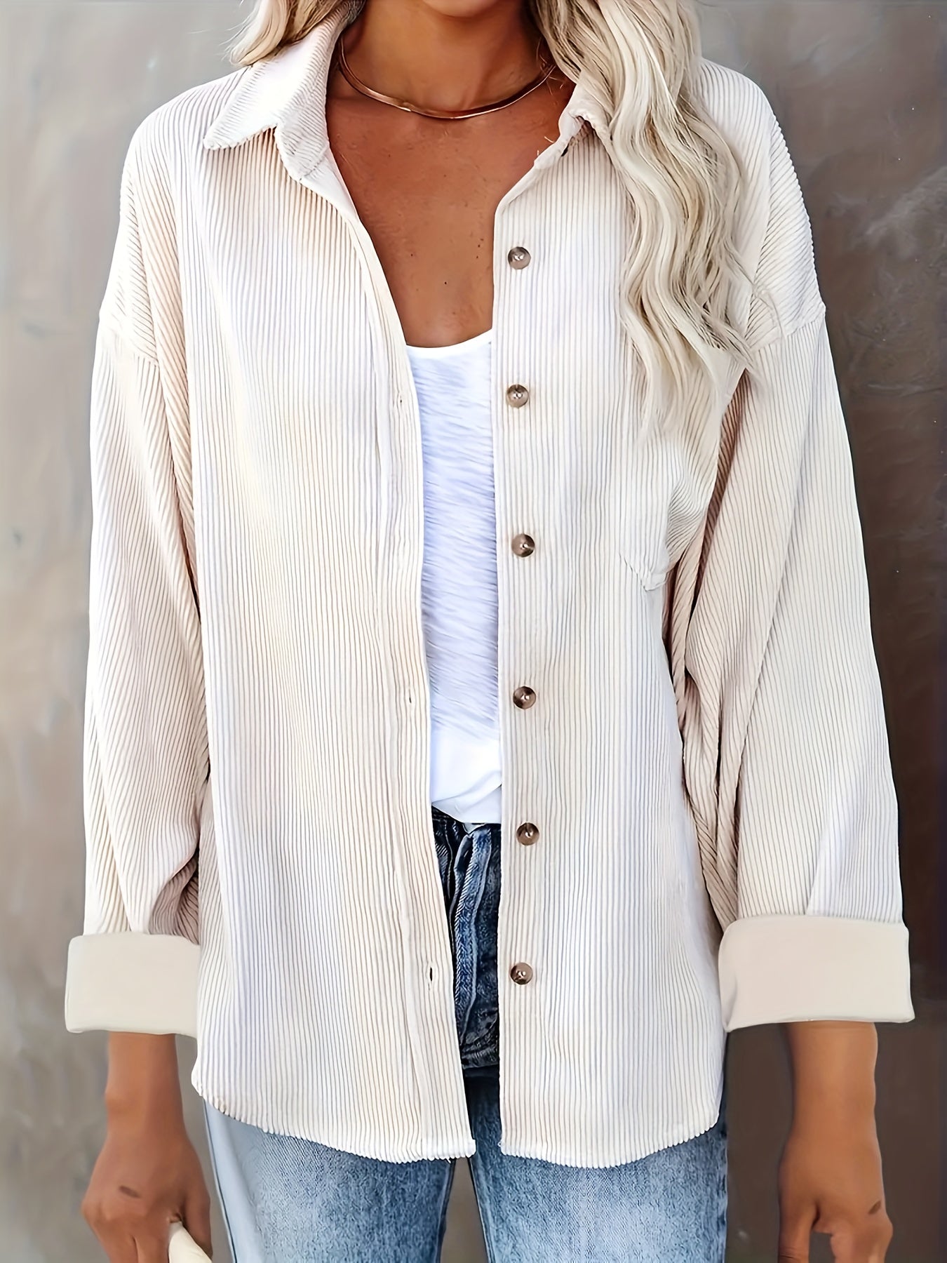 Miesten Kauluspaita Oversized Corduroy Mukava