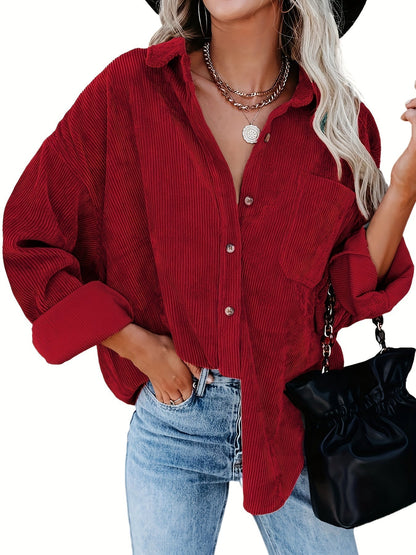 Miesten Kauluspaita Oversized Corduroy Mukava