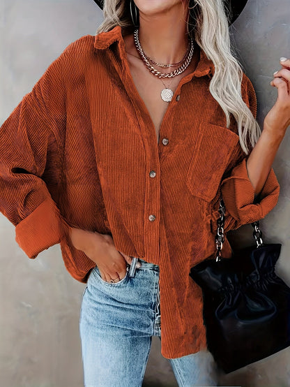 Miesten Kauluspaita Oversized Corduroy Mukava