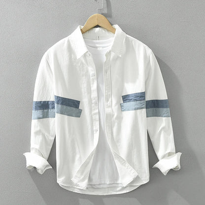 Miesten Paita Pitkähihainen Rento Fit Patchwork 100% Puuvilla