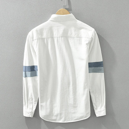 Miesten Paita Pitkähihainen Rento Fit Patchwork 100% Puuvilla