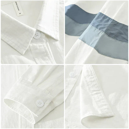 Miesten Paita Pitkähihainen Rento Fit Patchwork 100% Puuvilla