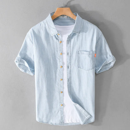 Miesten Rento Denim-paita Klassinen Hengittävä Kangas