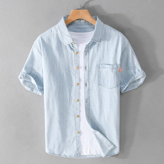 Miesten Rento Denim-paita Klassinen Hengittävä Kangas