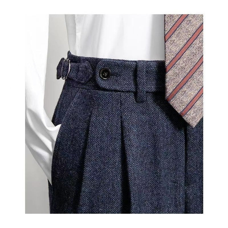 Miesten Rento Tweed-Housut Moderni Istuvuus Kestävä Materiaali