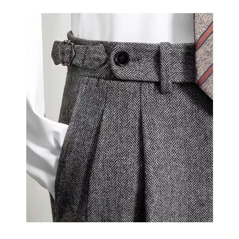Miesten Rento Tweed-Housut Moderni Istuvuus Kestävä Materiaali